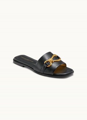 Black Donna Karan Haylen Flat Sandals | MY_DK85089