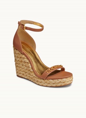 Brown Donna Karan Yulissa Ankle Strap Espadrille Sandals | MY_DK64273