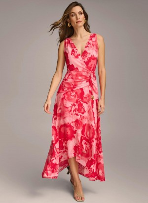 Pink Donna Karan Floral Midi Dress | MY_DK69848