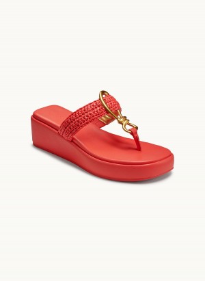 Red Donna Karan Harlyn Wedge Sandals | MY_DK13546