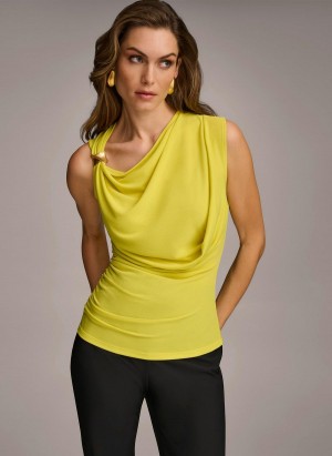 Yellow Donna Karan Shoulder Hardware Sweaters and Tops | MY_DK54369