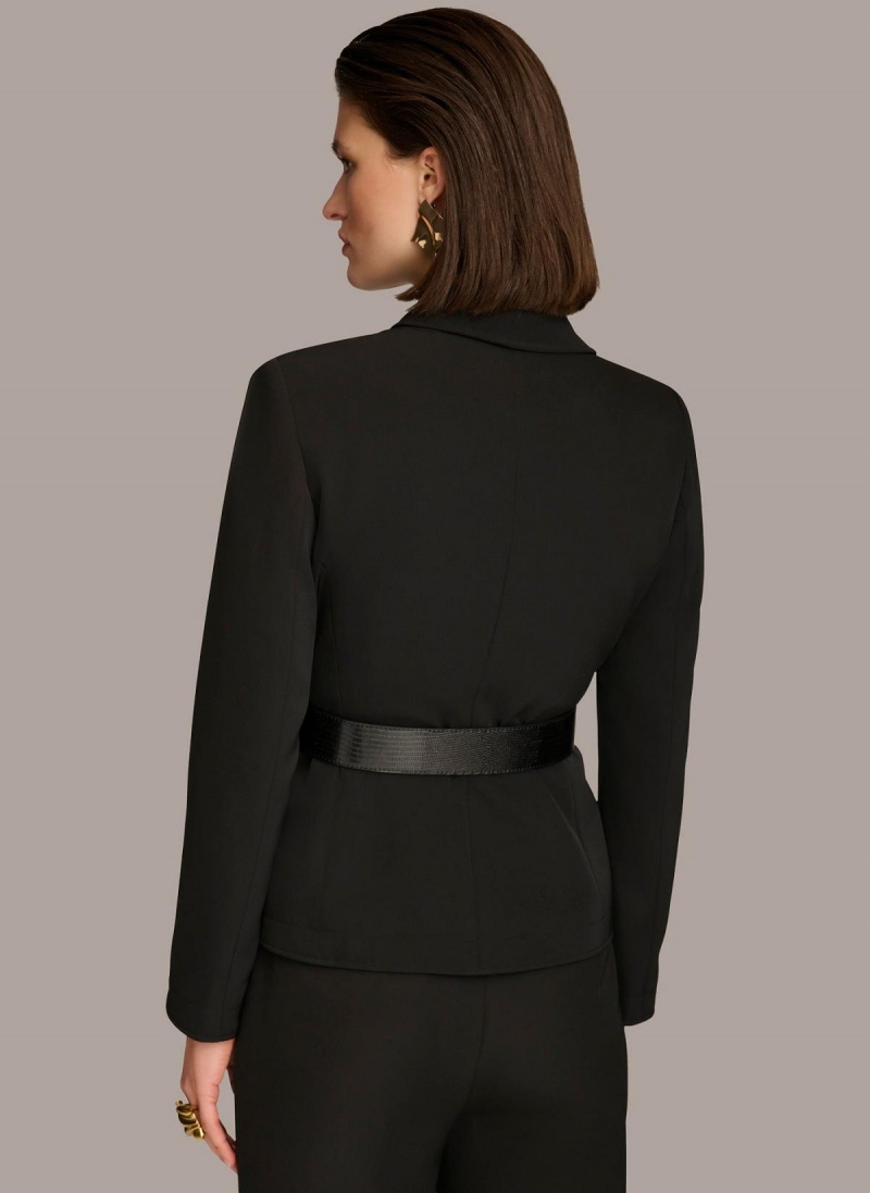 Black Donna Karan Belted Blazer Jacket | MY_DK81162