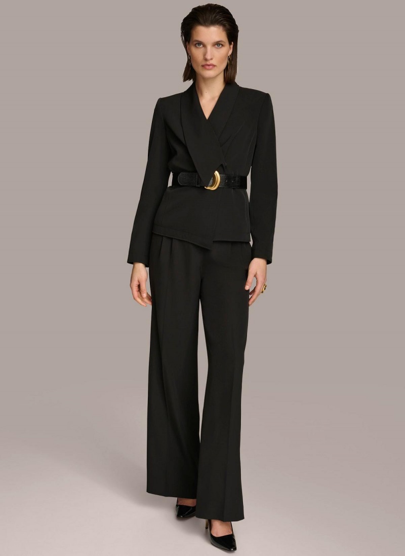 Black Donna Karan Belted Blazer Jacket | MY_DK81162