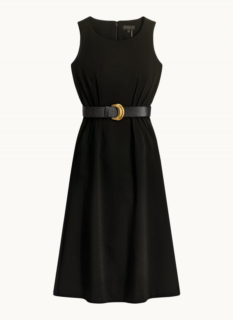 Black Donna Karan Belted Midi Dress | MY_DK78137