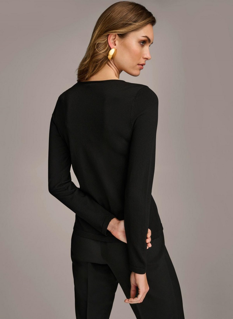 Black Donna Karan Buckle Hardware Sweaters and Tops | MY_DK41789