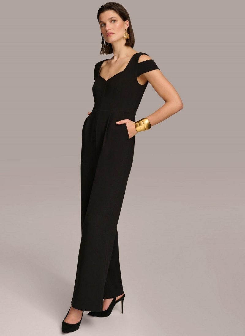 Black Donna Karan Cold Shoulder  Jumpsuit | MY_DK76204