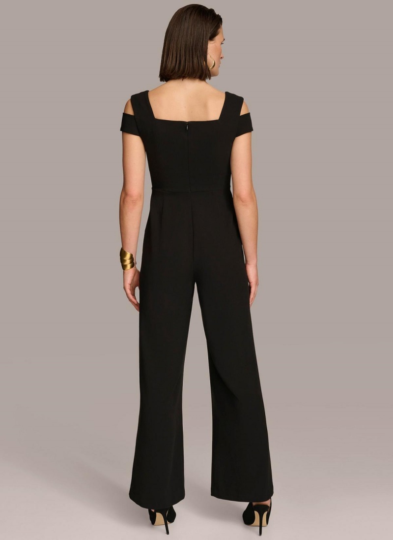 Black Donna Karan Cold Shoulder  Jumpsuit | MY_DK76204