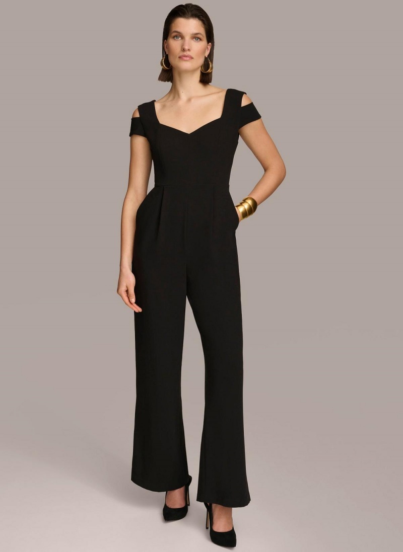 Black Donna Karan Cold Shoulder  Jumpsuit | MY_DK76204