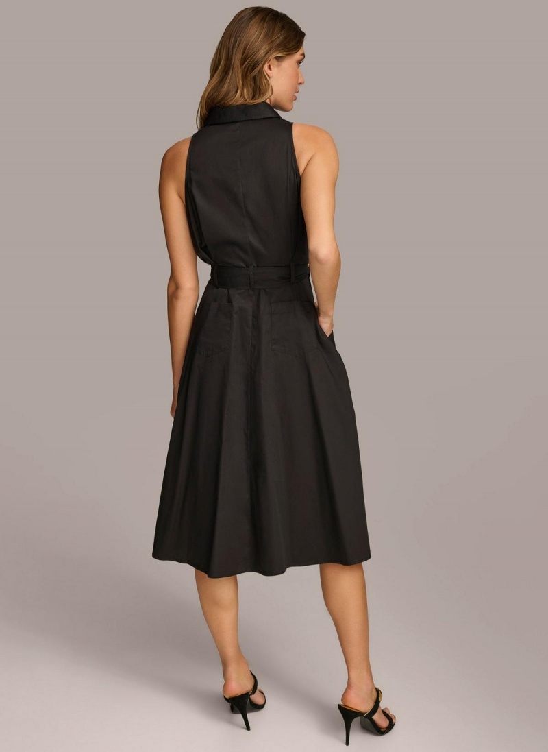 Black Donna Karan Cotton Shirt Dress | MY_DK78445