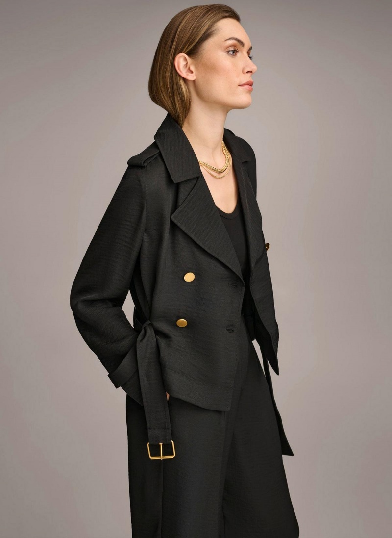 Black Donna Karan Double Breasted Blazer Jacket | MY_DK63678