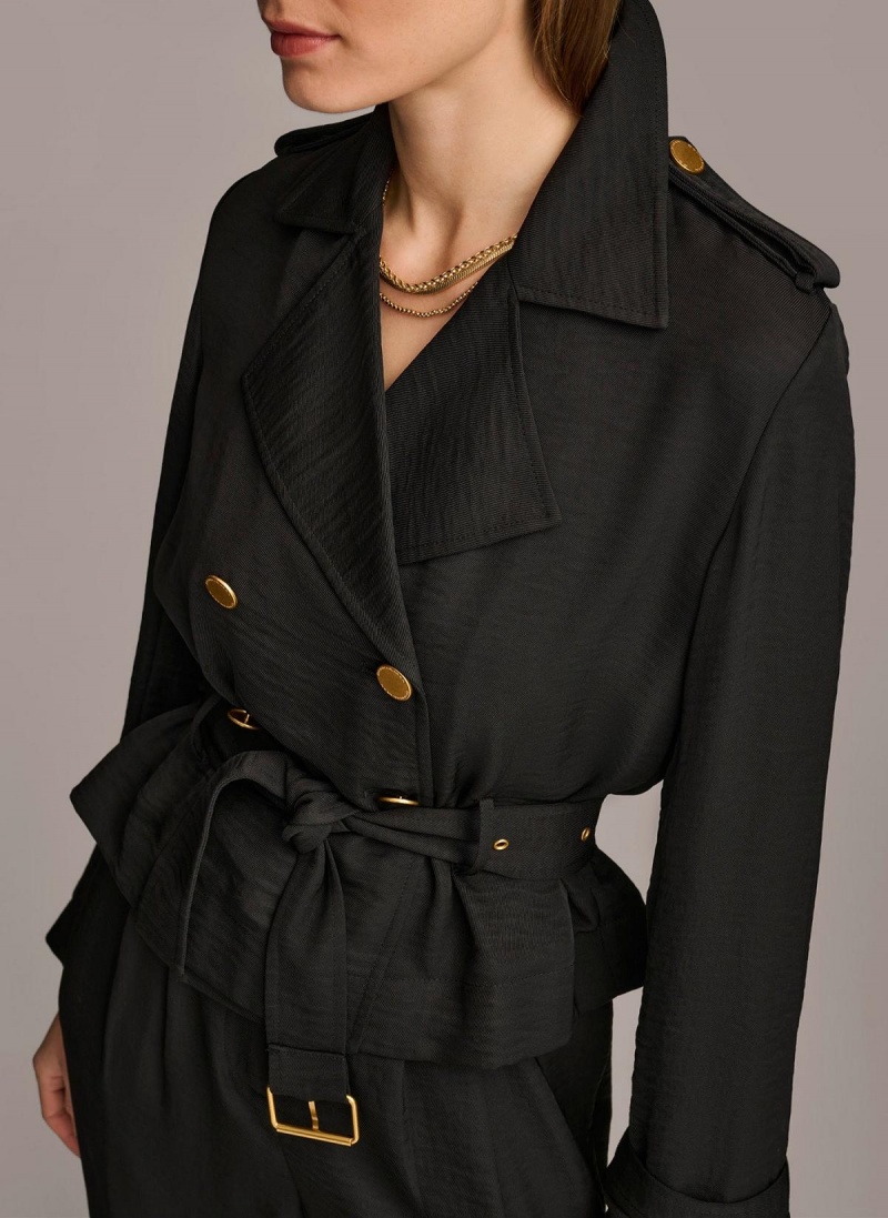 Black Donna Karan Double Breasted Blazer Jacket | MY_DK63678