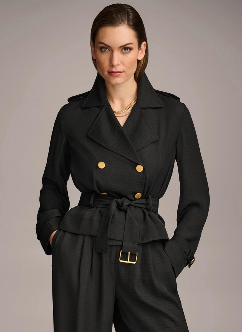 Black Donna Karan Double Breasted Blazer Jacket | MY_DK63678