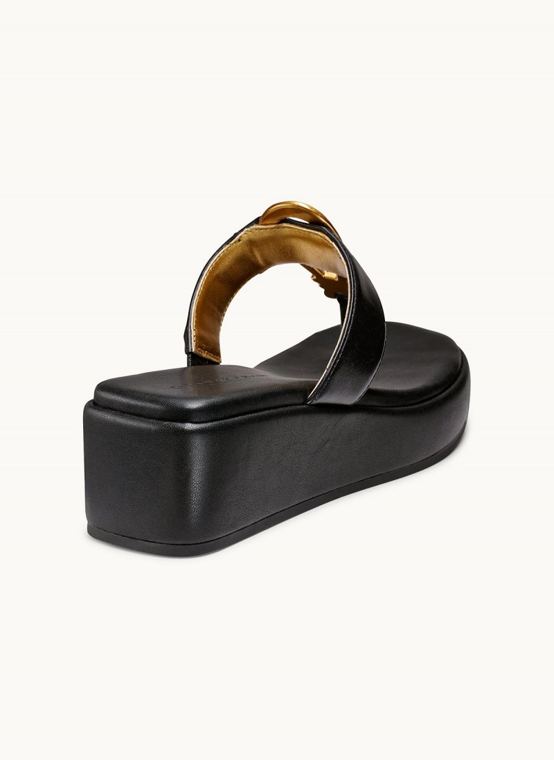 Black Donna Karan Harlyn Wedge Sandals | MY_DK68857