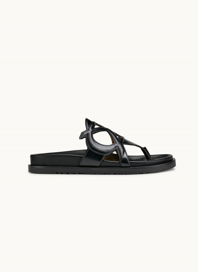 Black Donna Karan Hatsy Flat Sandals | MY_DK64549