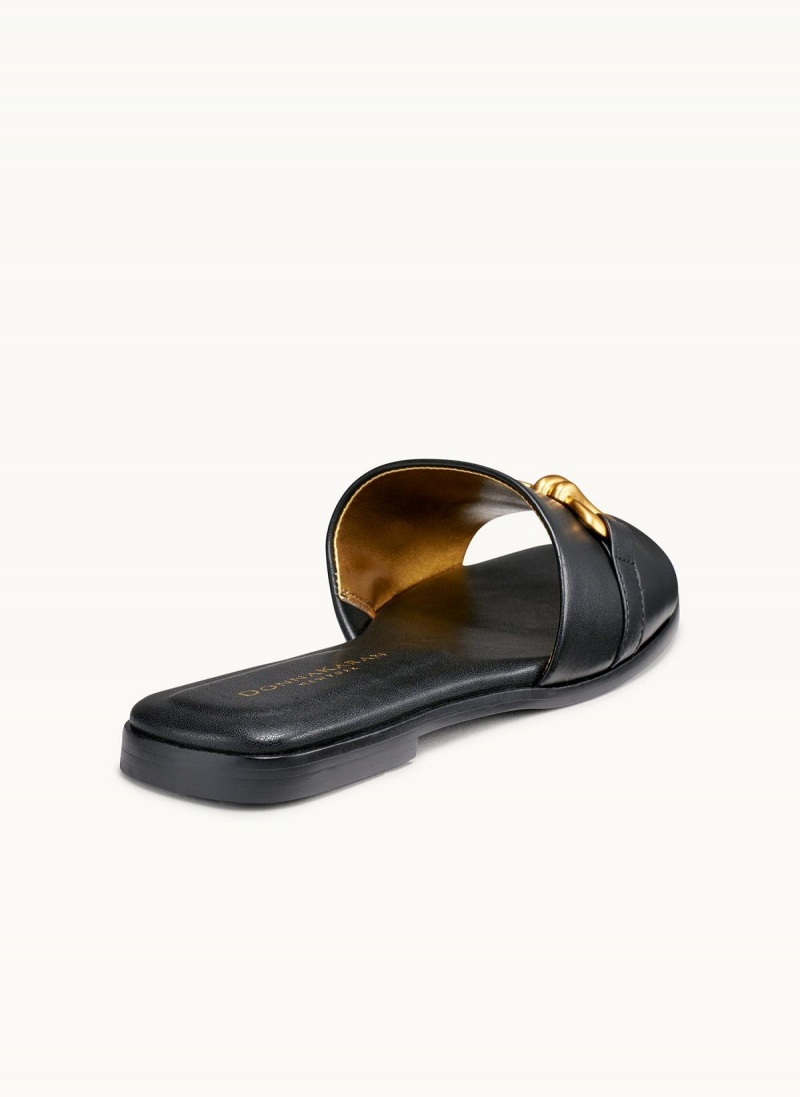 Black Donna Karan Haylen Flat Sandals | MY_DK85089