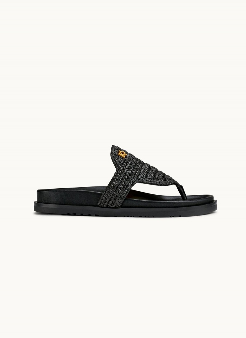 Black Donna Karan Hira Flat Sandals | MY_DK54541