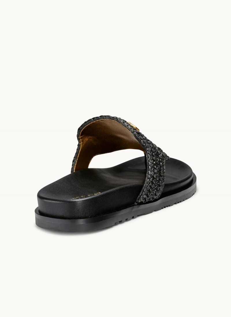 Black Donna Karan Hira Flat Sandals | MY_DK54541