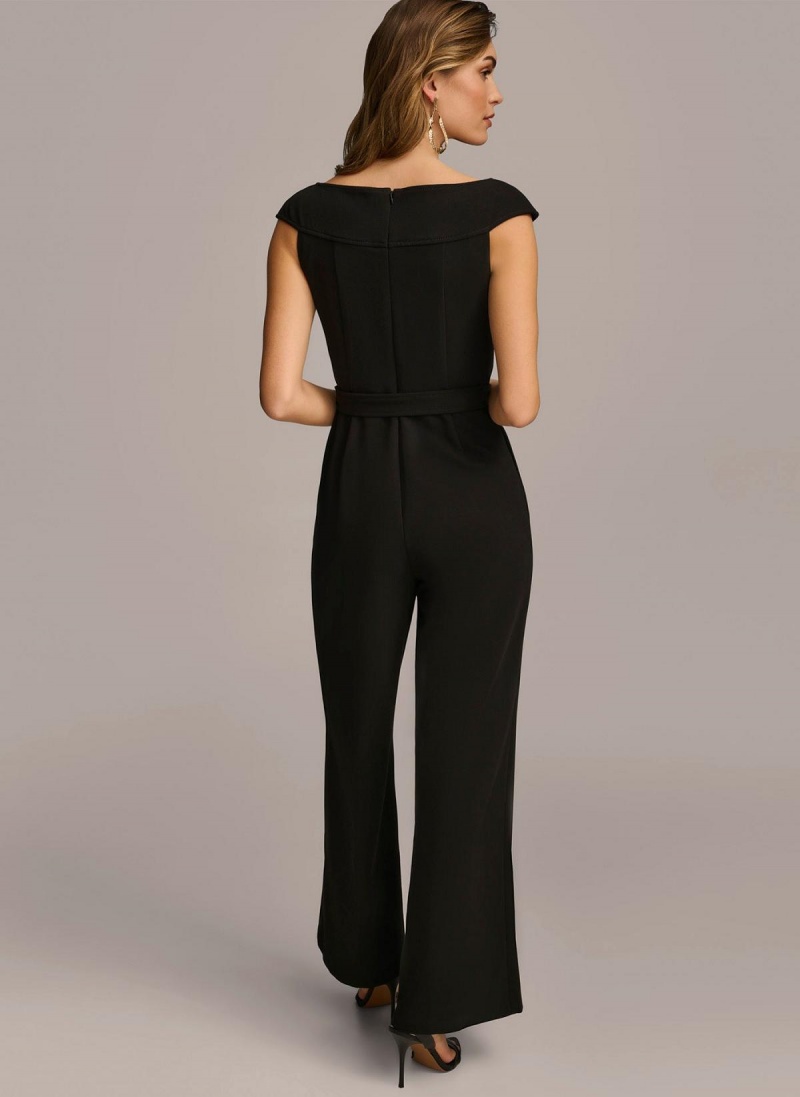 Black Donna Karan Jumpsuit With Hardware Belt Jumpsuit | MY_DK23733