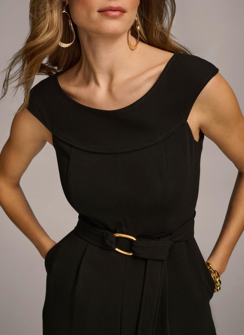 Black Donna Karan Jumpsuit With Hardware Belt Jumpsuit | MY_DK23733