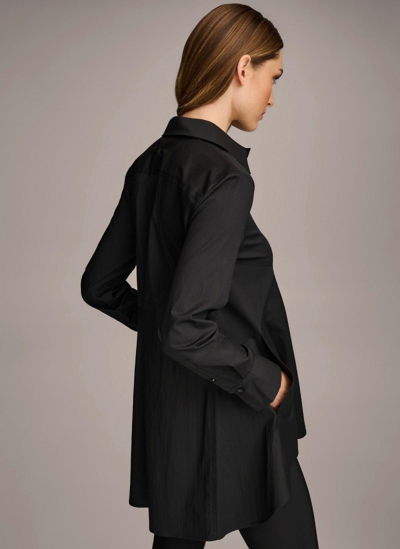 Black Donna Karan Long Sleeve A-line Tunic Sweaters and Tops | MY_DK59246