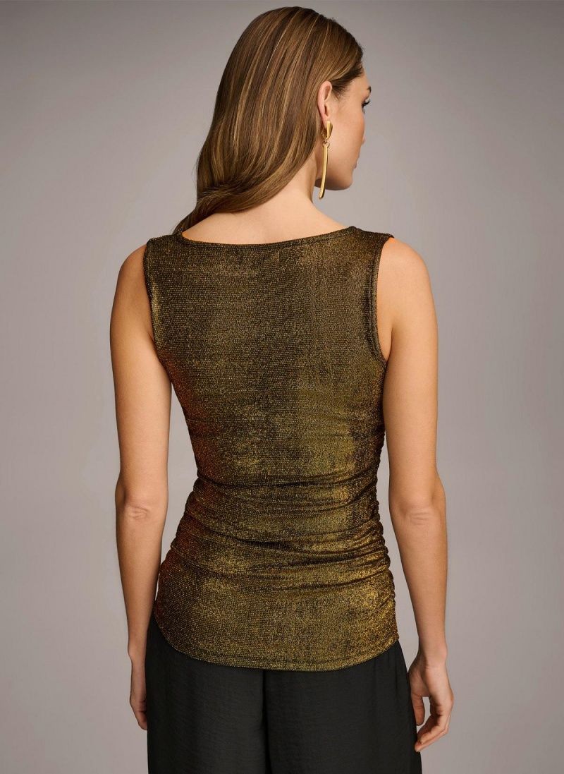 Black Donna Karan Metallic Tank Sweaters and Tops | MY_DK29126