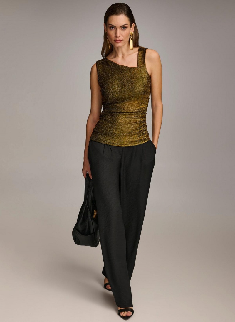 Black Donna Karan Metallic Tank Sweaters and Tops | MY_DK29126