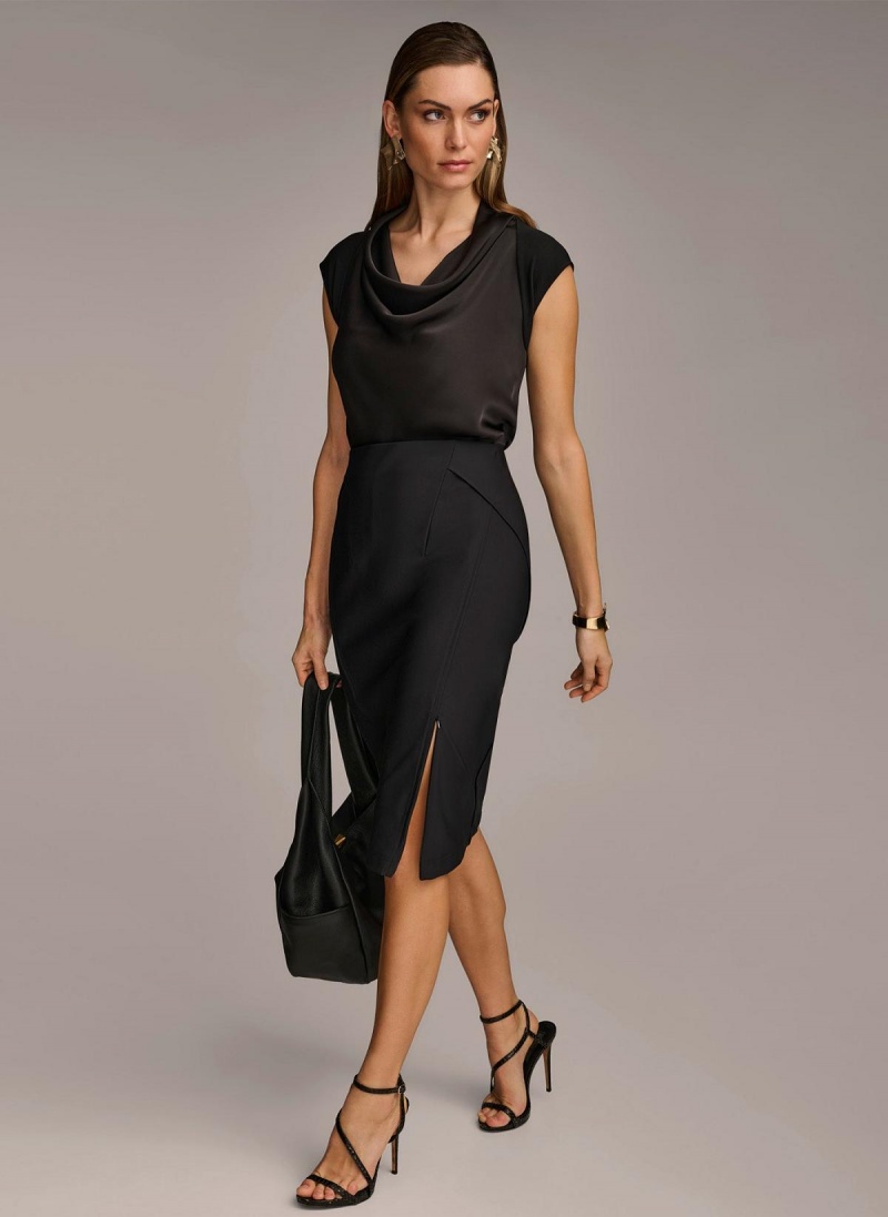 Black Donna Karan Midi Pencil Skirt | MY_DK93570