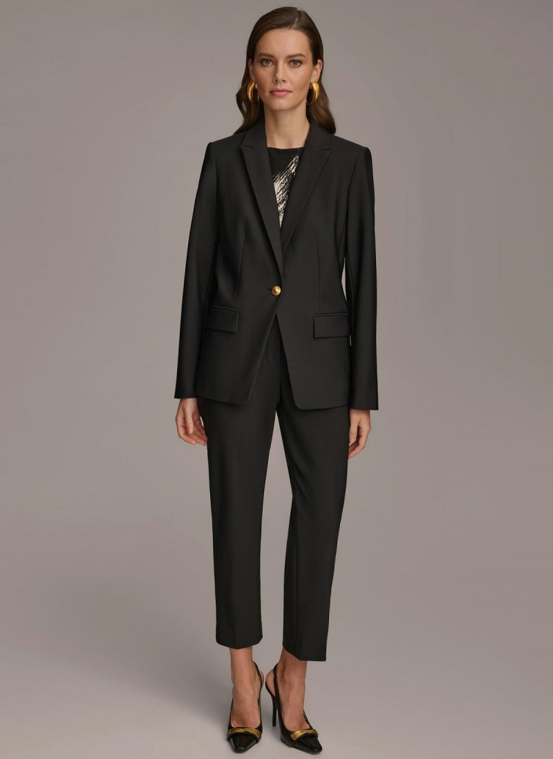 Black Donna Karan One Button Jacket | MY_DK25724