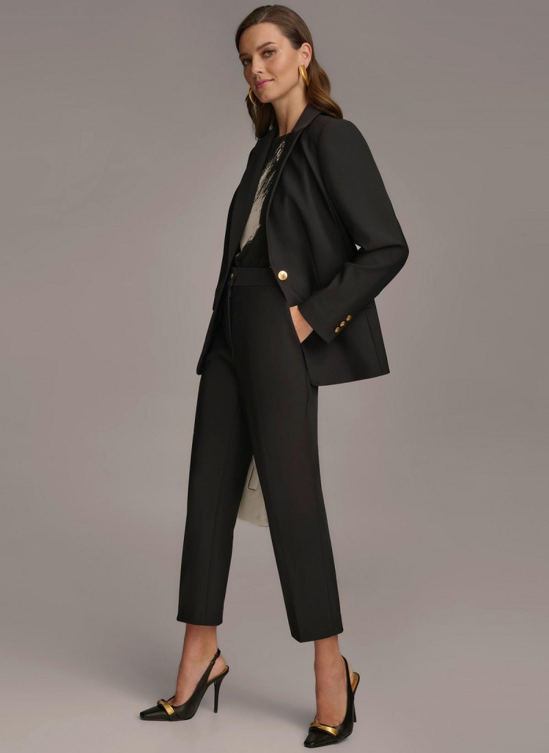 Black Donna Karan One Button Jacket | MY_DK25724