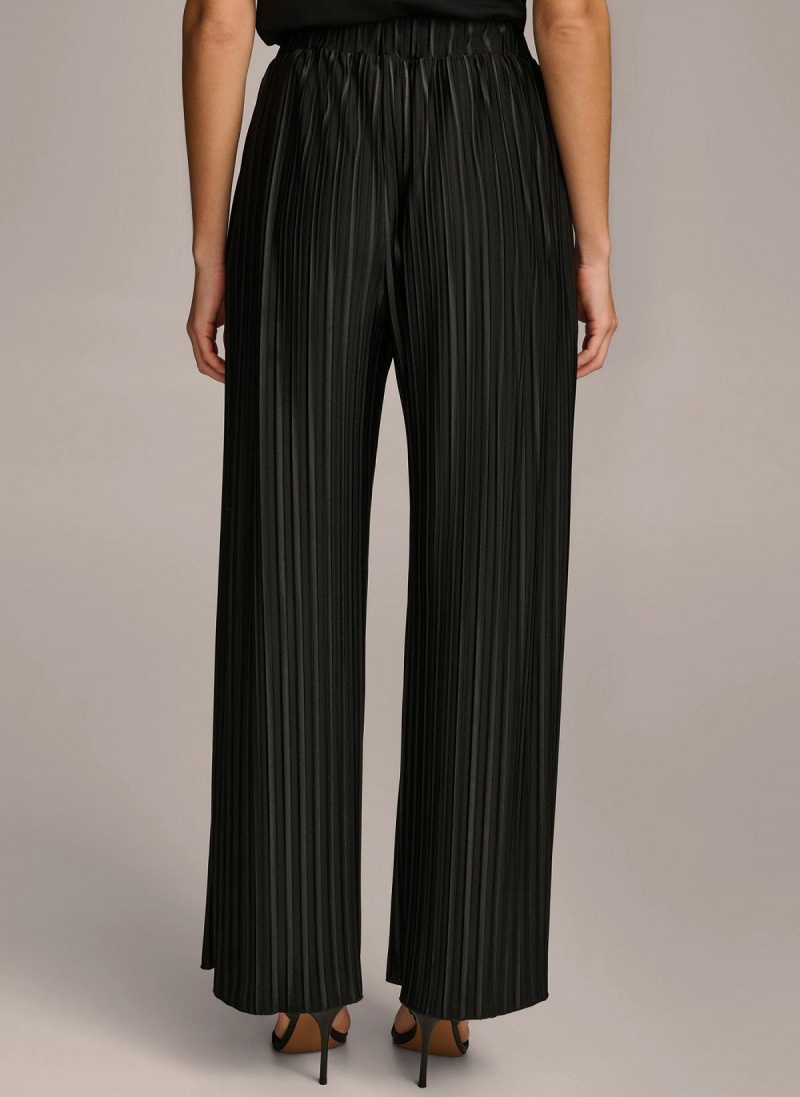 Black Donna Karan Pleated Pull On Pants | MY_DK30556