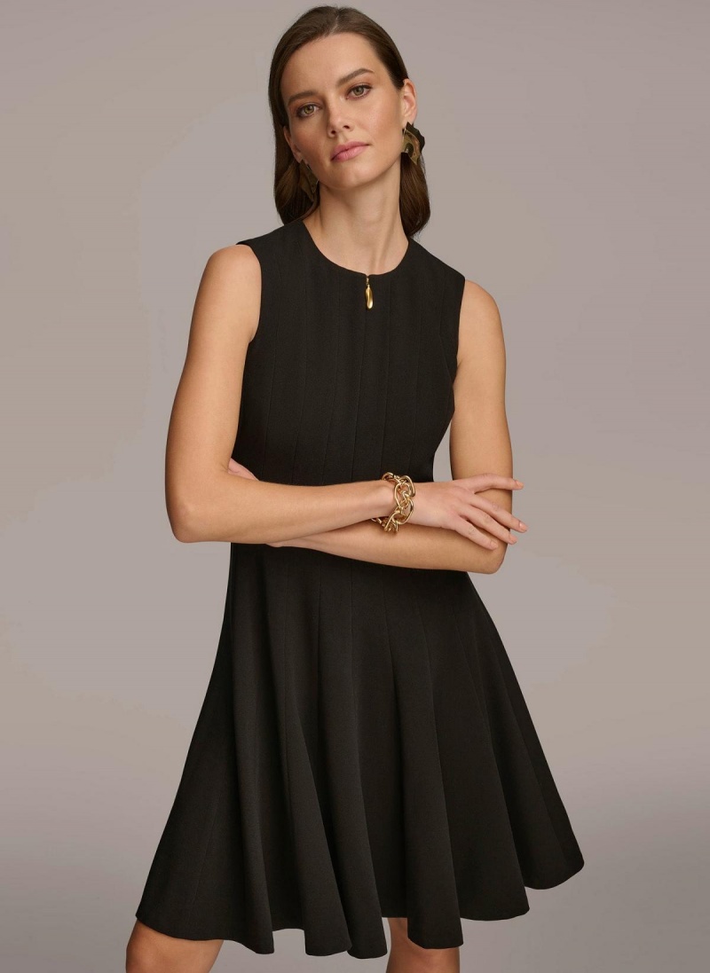 Black Donna Karan Pleated Skirt Dress | MY_DK49041