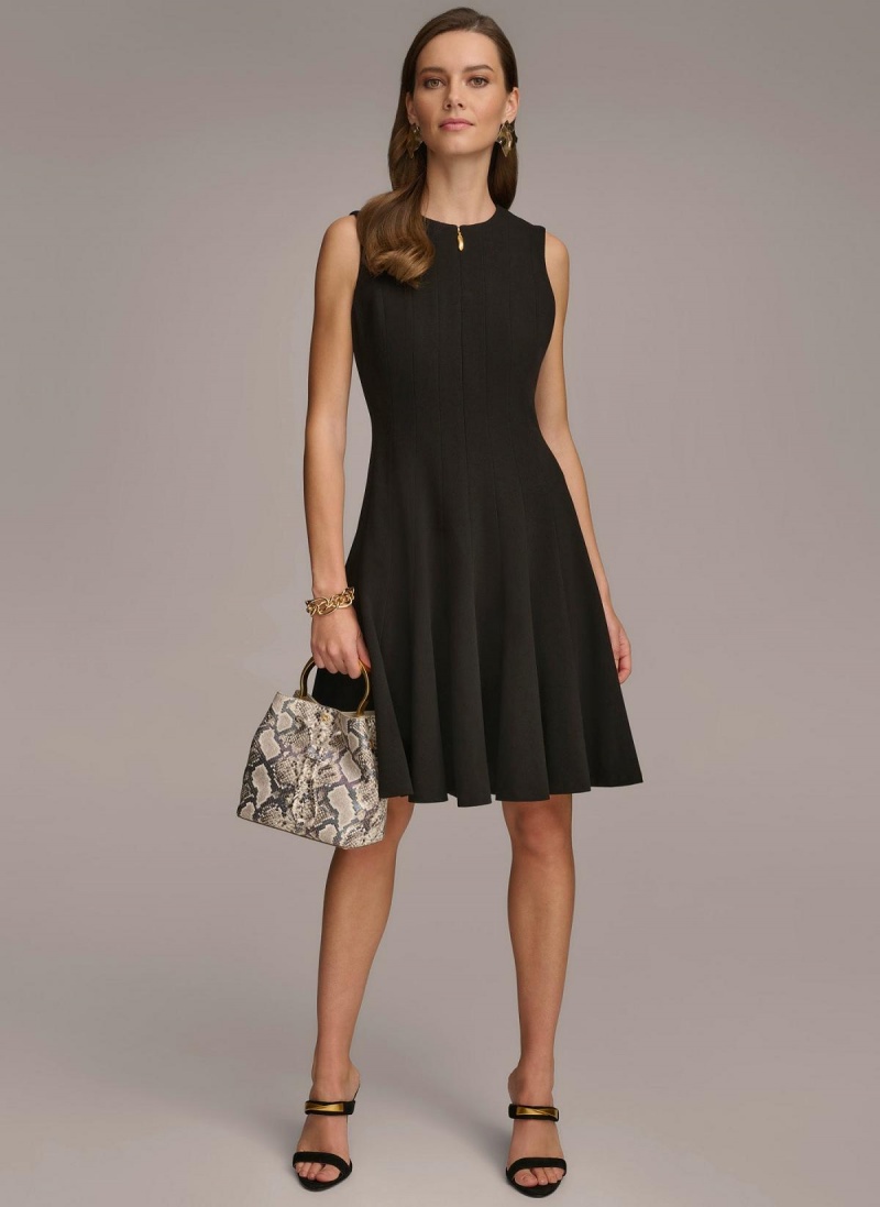 Black Donna Karan Pleated Skirt Dress | MY_DK49041