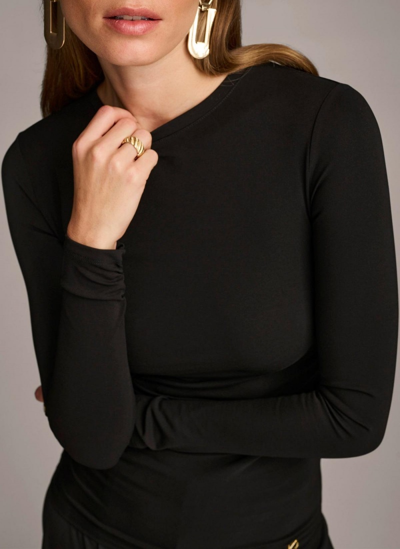 Black Donna Karan Ruched Detail Sweaters and Tops | MY_DK70578