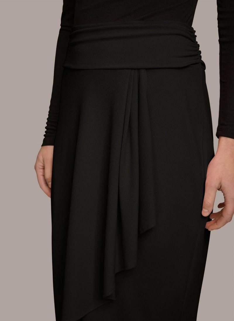 Black Donna Karan Ruched Skirt | MY_DK68173