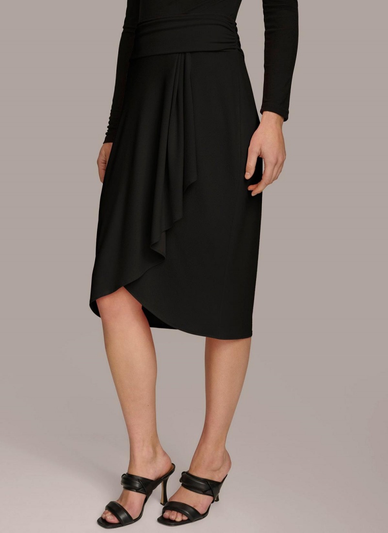 Black Donna Karan Ruched Skirt | MY_DK68173