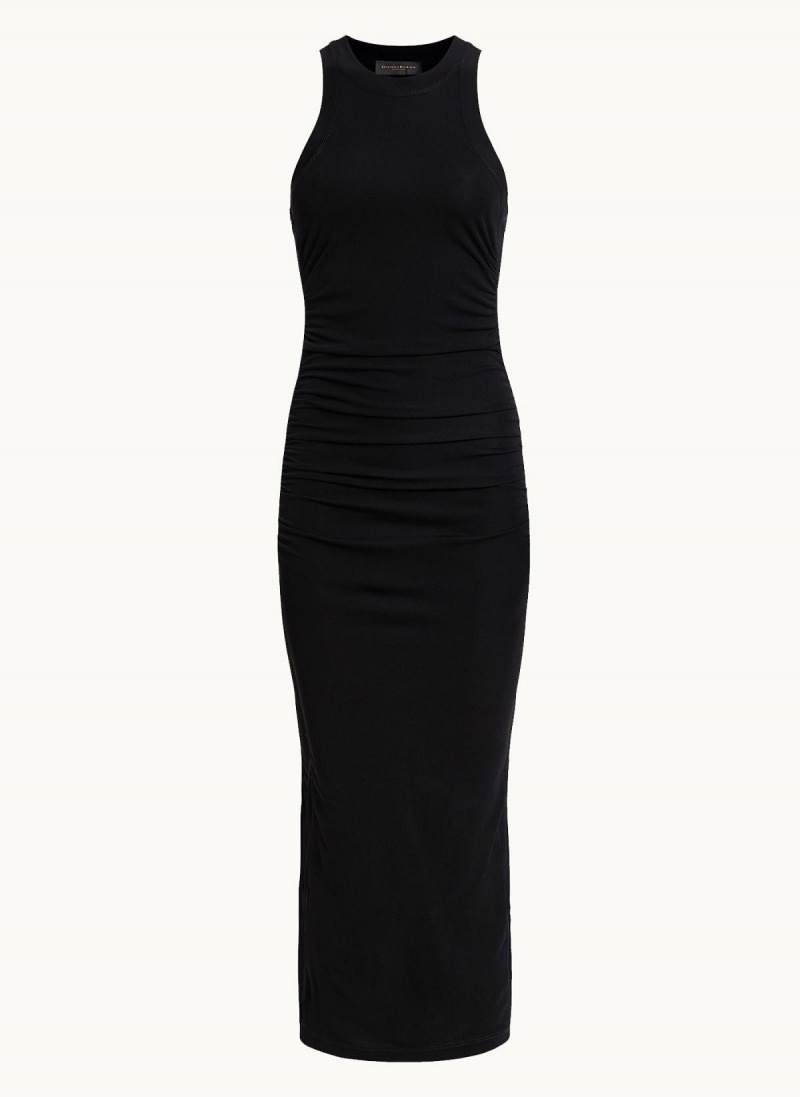 Black Donna Karan Sleeveless Ruched Dress | MY_DK65120