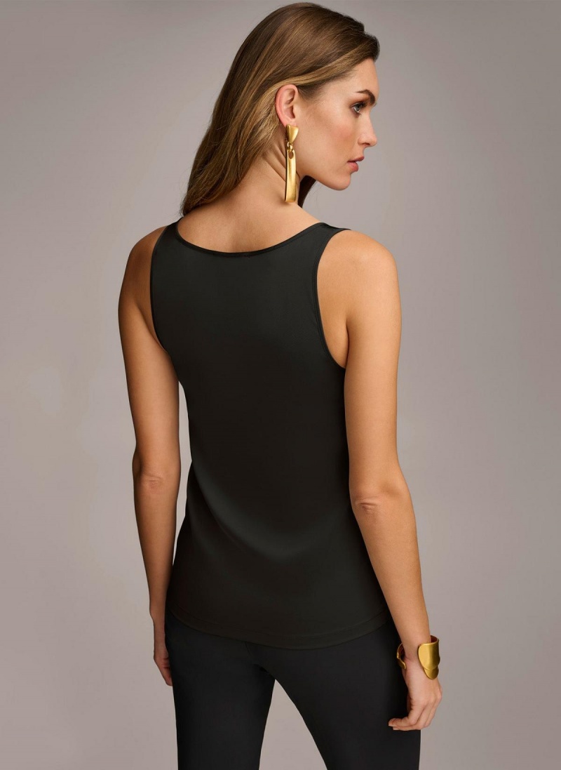 Black Donna Karan Sleeveless Shell Sweaters and Tops | MY_DK51223