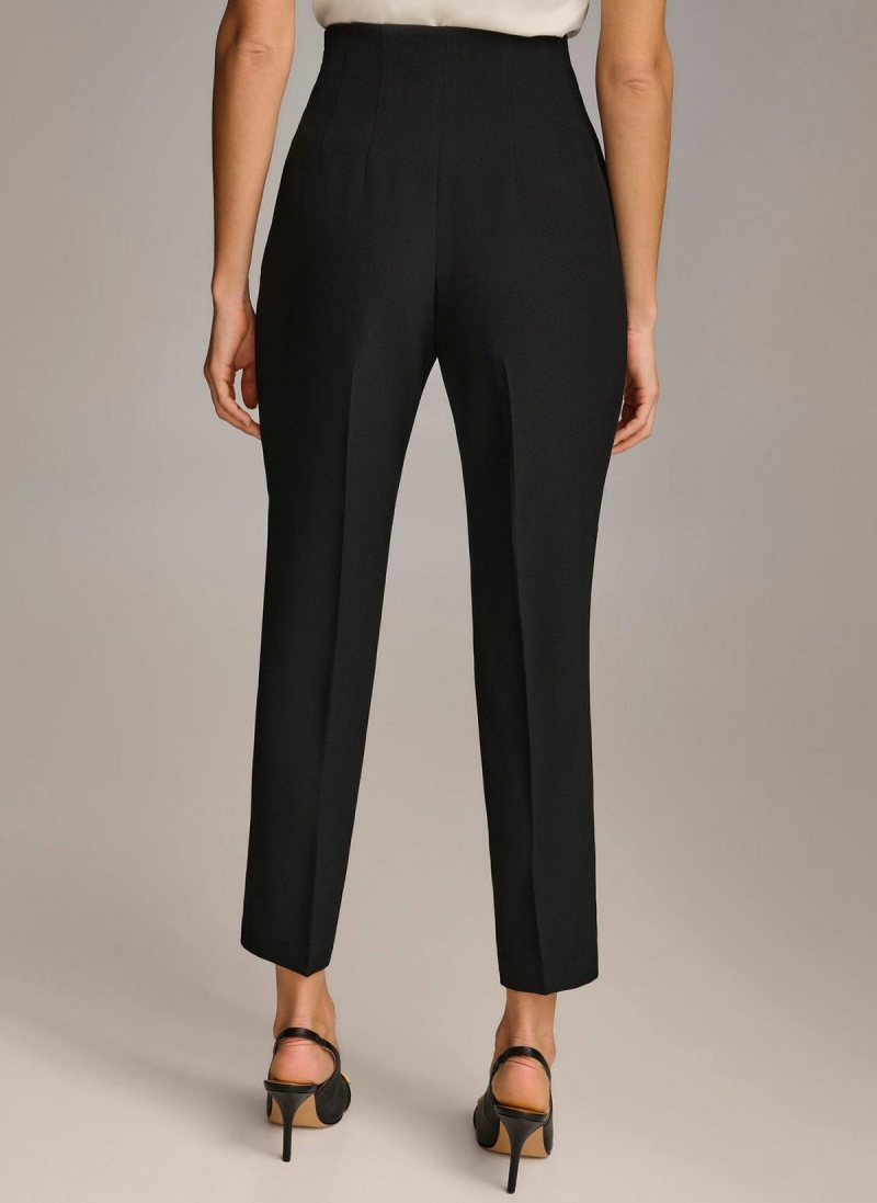 Black Donna Karan Slim Flat Front Pants | MY_DK27190