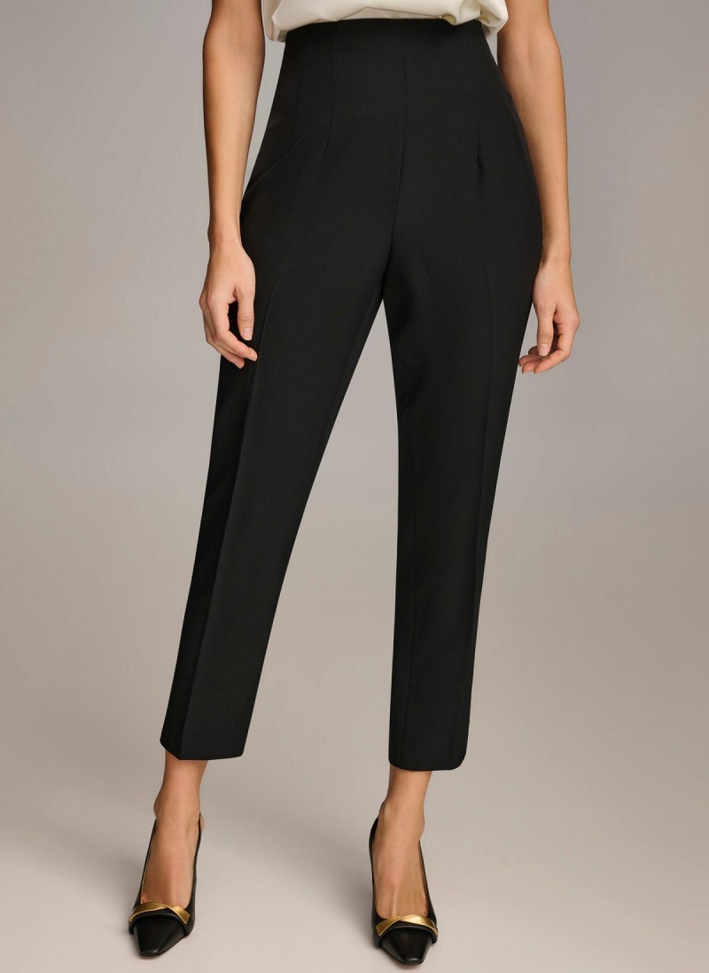 Black Donna Karan Slim Flat Front Pants | MY_DK27190