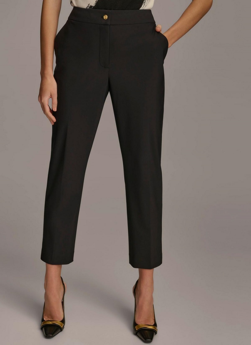 Black Donna Karan Slim Leg Ankle Length Pants | MY_DK75258