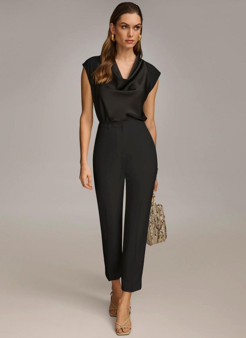 Black Donna Karan Slim Leg Pants | MY_DK98173