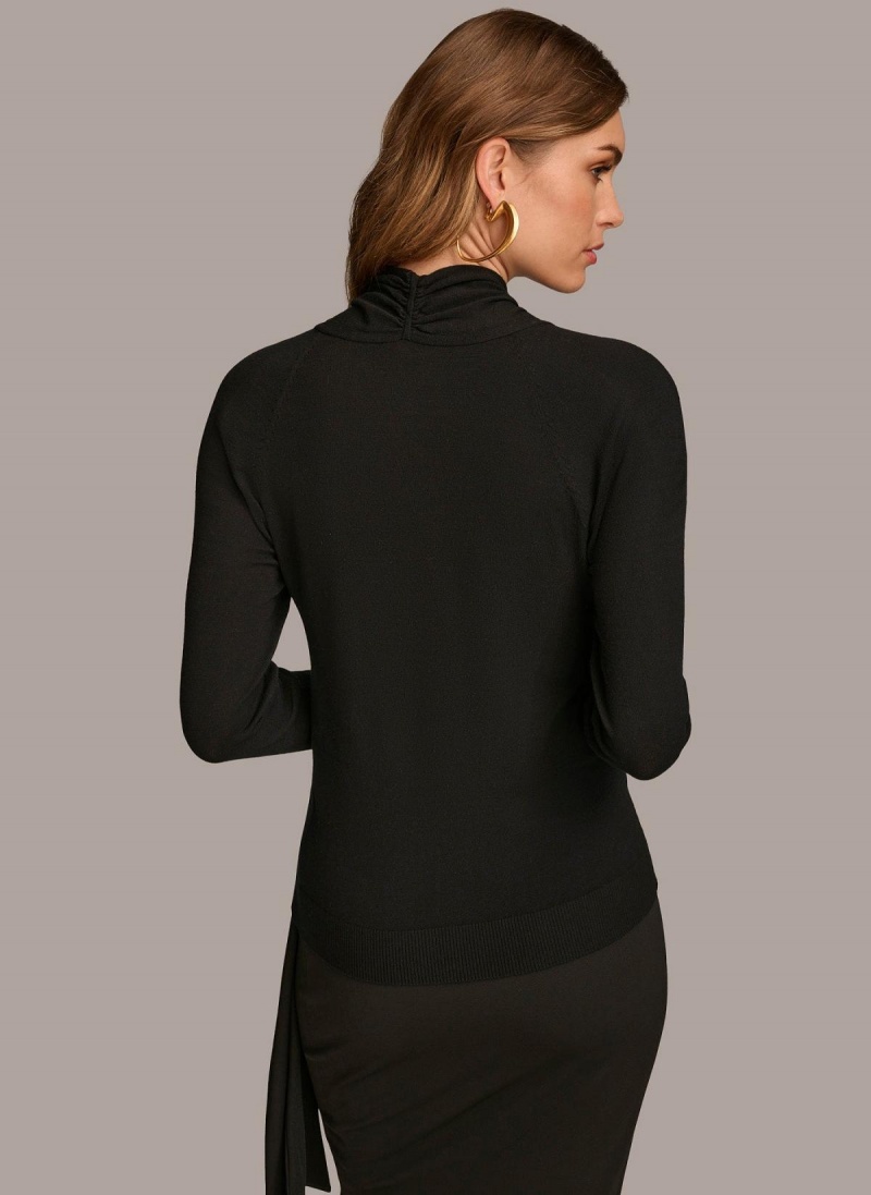 Black Donna Karan Twist Front Sweaters and Tops | MY_DK89064