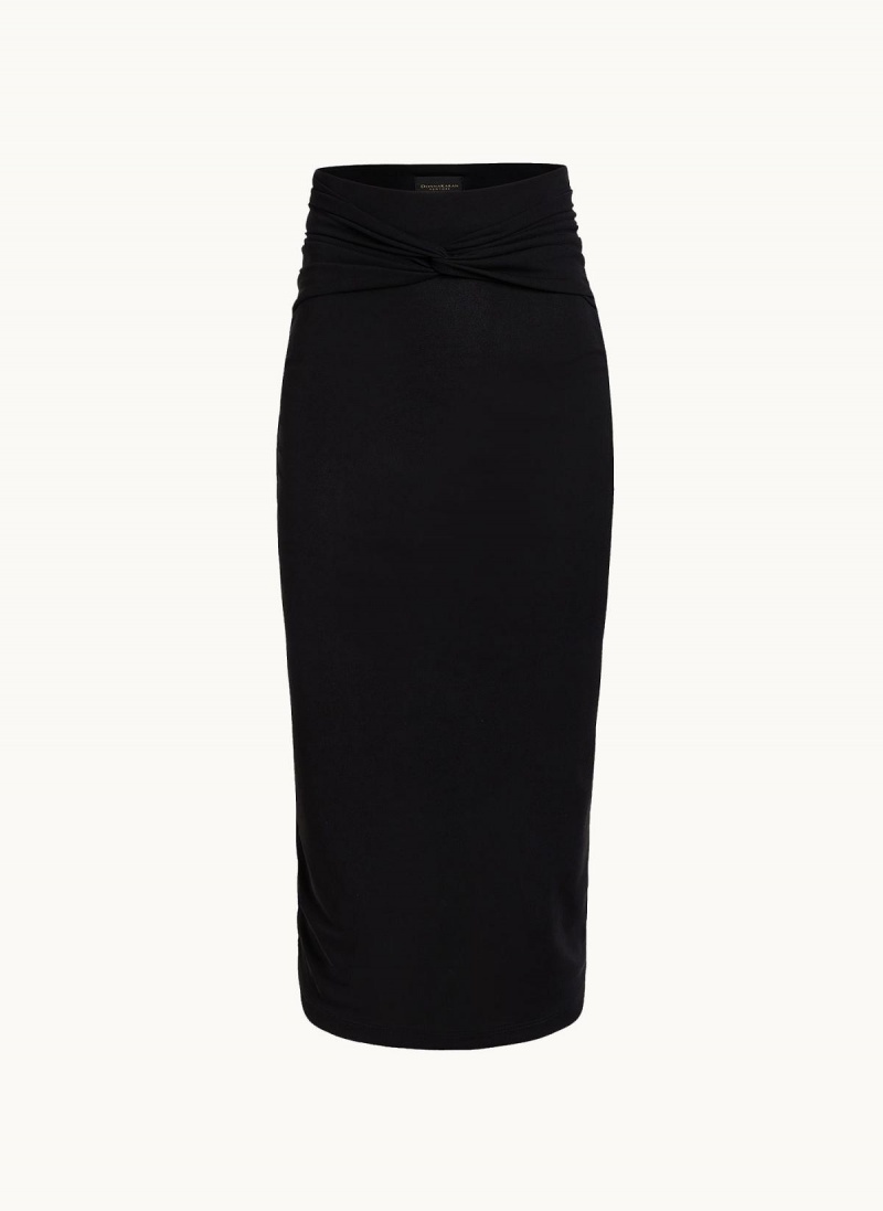 Black Donna Karan Twist Waist Skirt | MY_DK26362