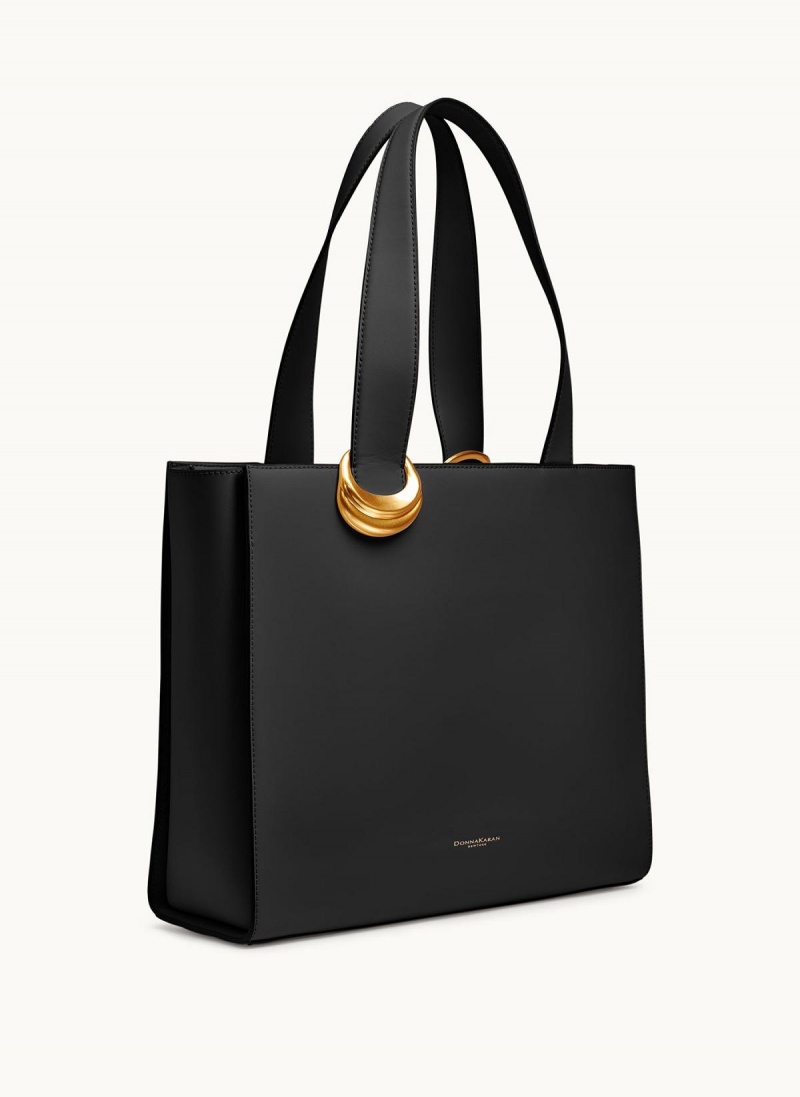 Black / Gold Donna Karan Hewlett Tote Bag | MY_DK32353