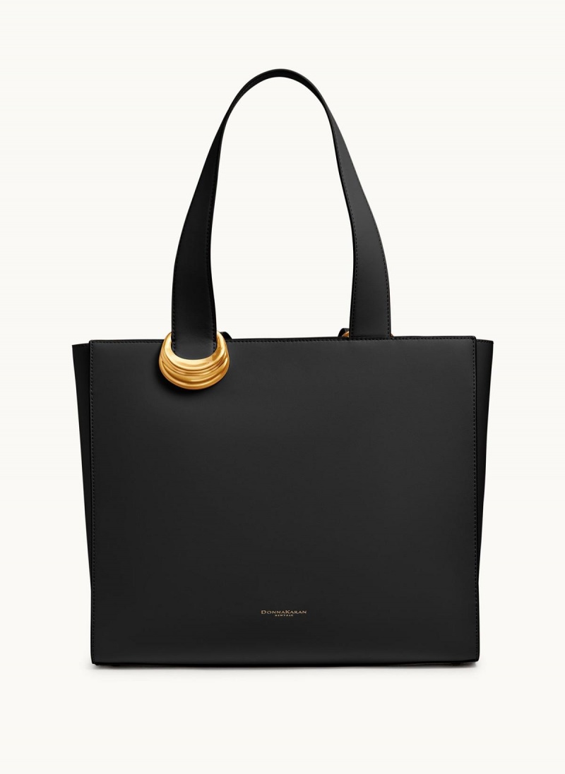 Black / Gold Donna Karan Hewlett Tote Bag | MY_DK32353