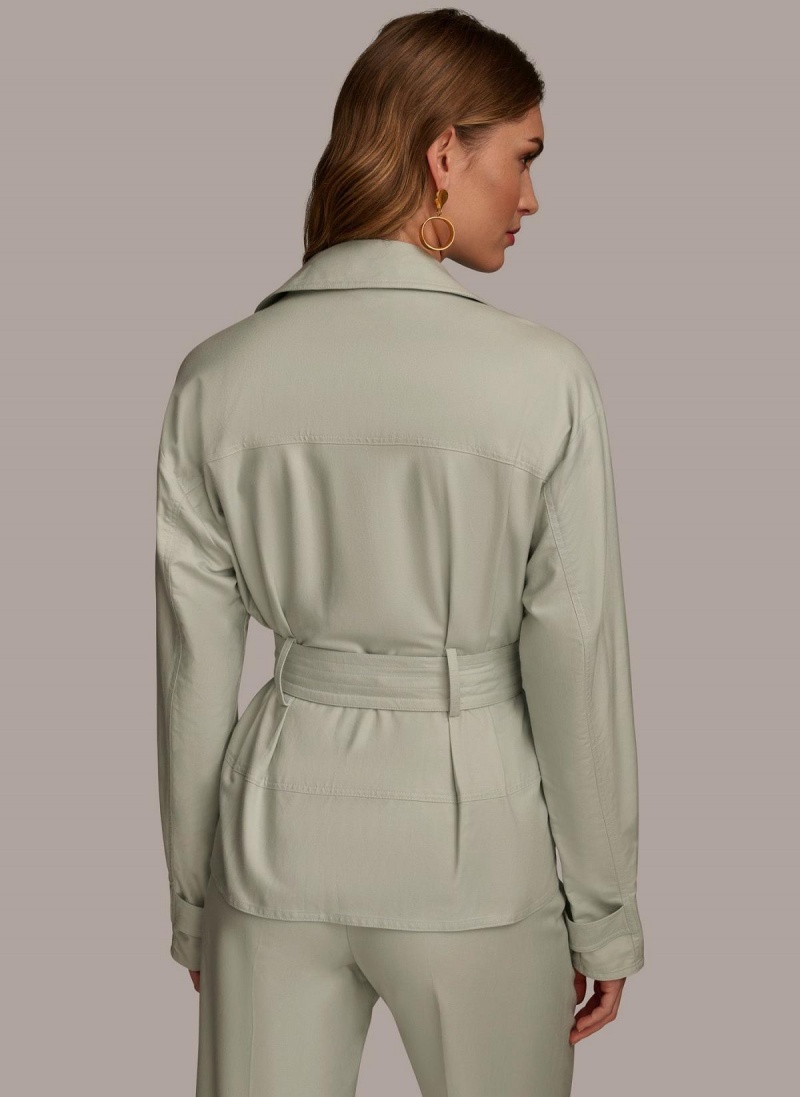 Blue Donna Karan Long Sleeve Belted Utility Jacket | MY_DK76757