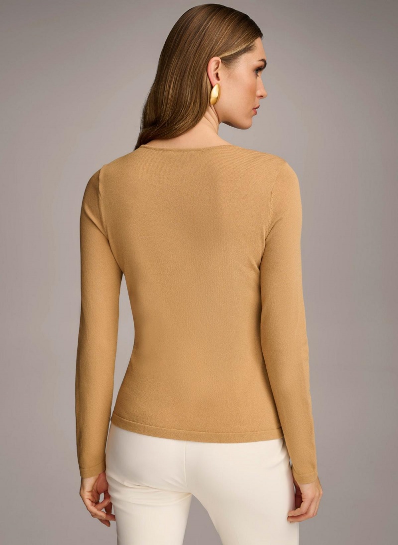 Brown Donna Karan Buckle Hardware Sweaters and Tops | MY_DK62381