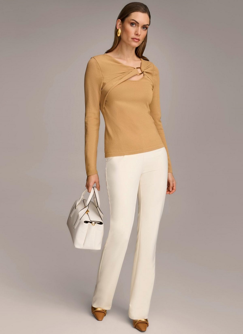 Brown Donna Karan Buckle Hardware Sweaters and Tops | MY_DK62381