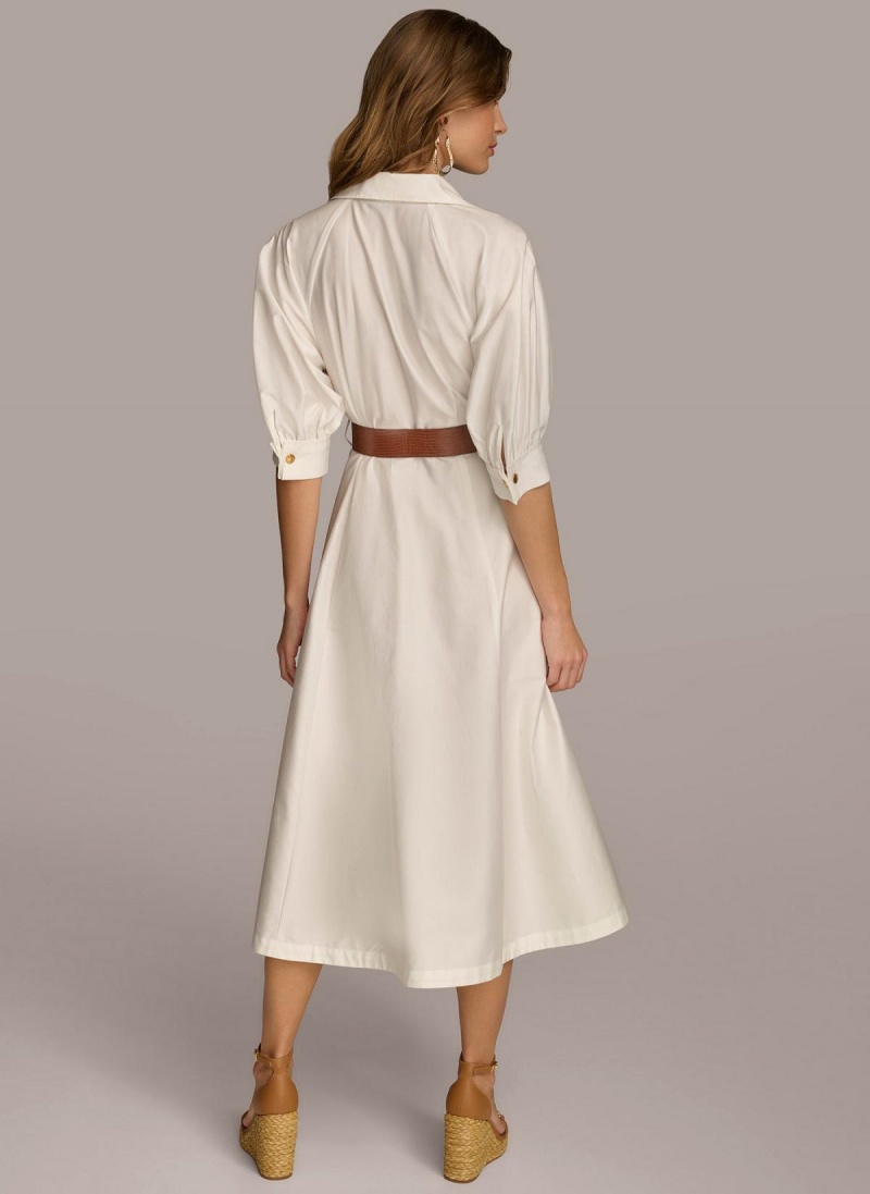 Cream Donna Karan Cotton Shirt Dress | MY_DK68774