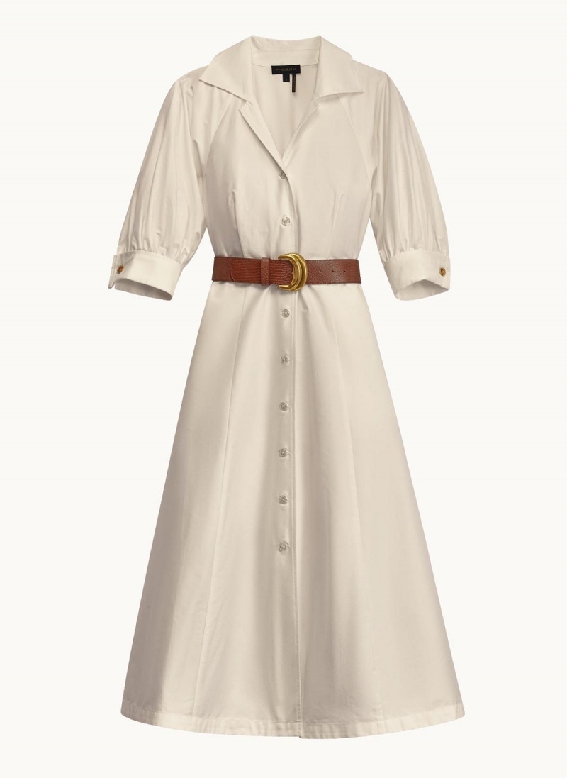 Cream Donna Karan Cotton Shirt Dress | MY_DK68774